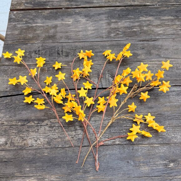 Vintage Lot Yellow Gold Star Floral Stem Picks Mickey Mouse Disney Tree Wreath - Picture 1 of 11